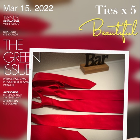 5 Solid Red Polyester Mens Tie(s) BUNDLE PRICE for All 5 Ties❗️ - Picture 4 of 16
